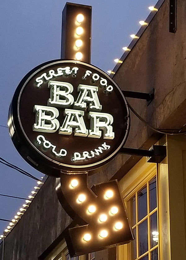 Ba Bar custom neon sign.