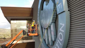 Installing a custom business sign at Hollywood Casino in Jamul California