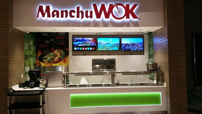 Manchu Wok restaurant halo lit channel letter sign