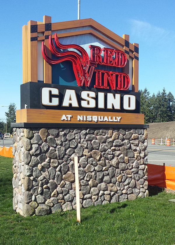 Red Wind Casino custom monument sign in Olympia, Washington