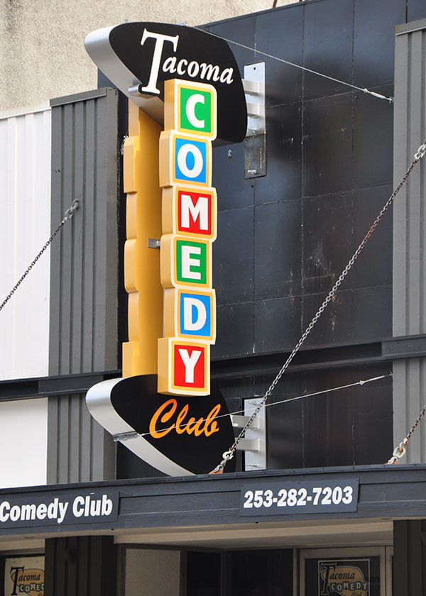 Tacoma Comedy Club custom channel letter sign in Tacoma, Washington