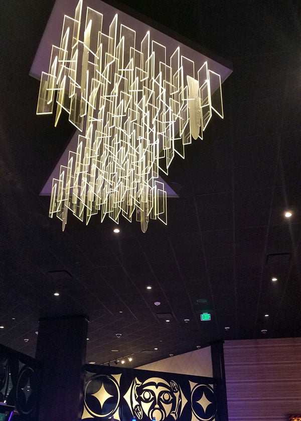 Custom fabricated glass hanging chandelier
