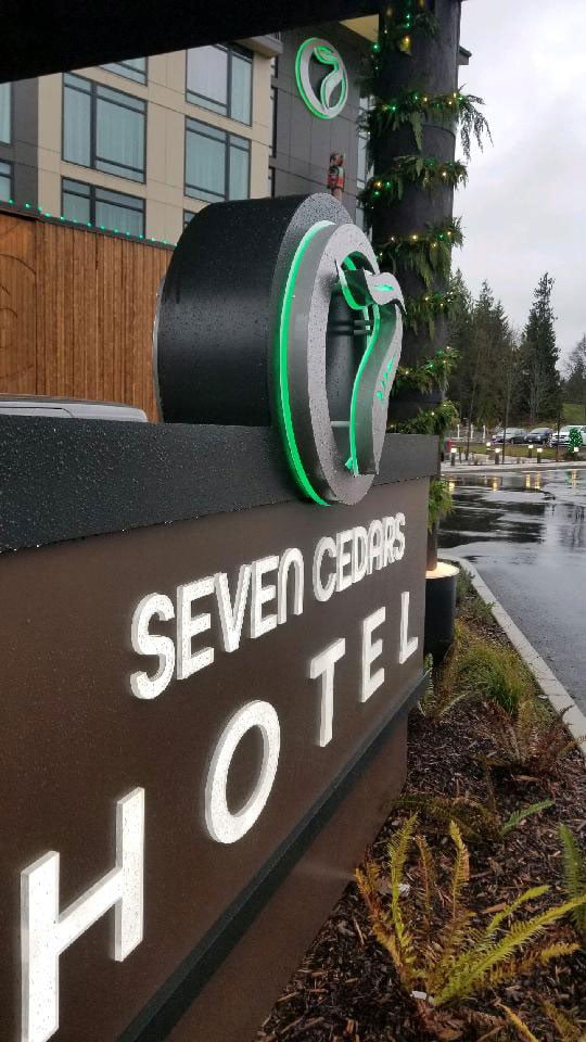 Halo lit monument sign and matching logo for Seven Cedars Casino