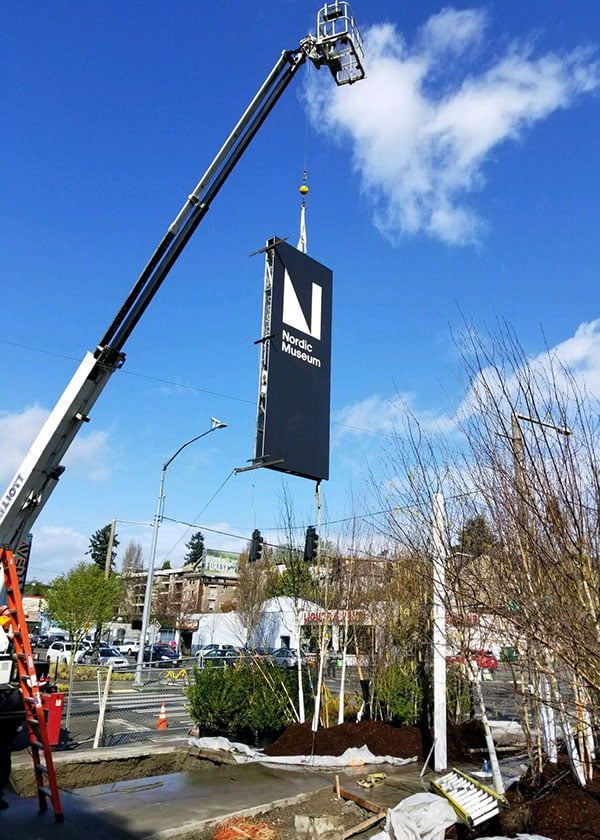 Sign installation for the Nordic Museum