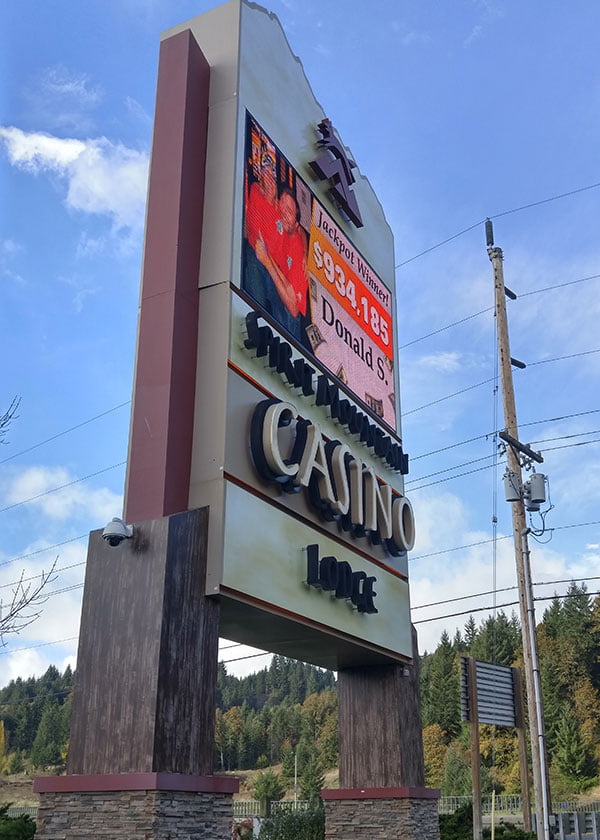 Monument sign for Spirit Mountain Casino