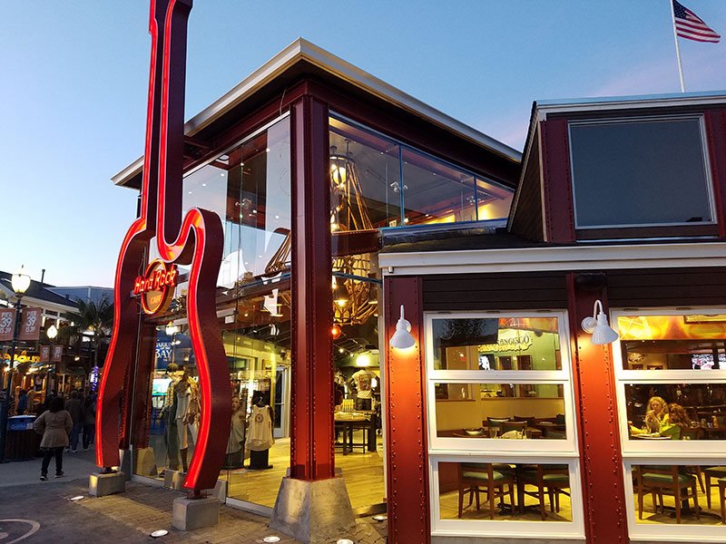Custom architectural finishes, building fabrication, and custom outdoor lighting for Hard Rock
