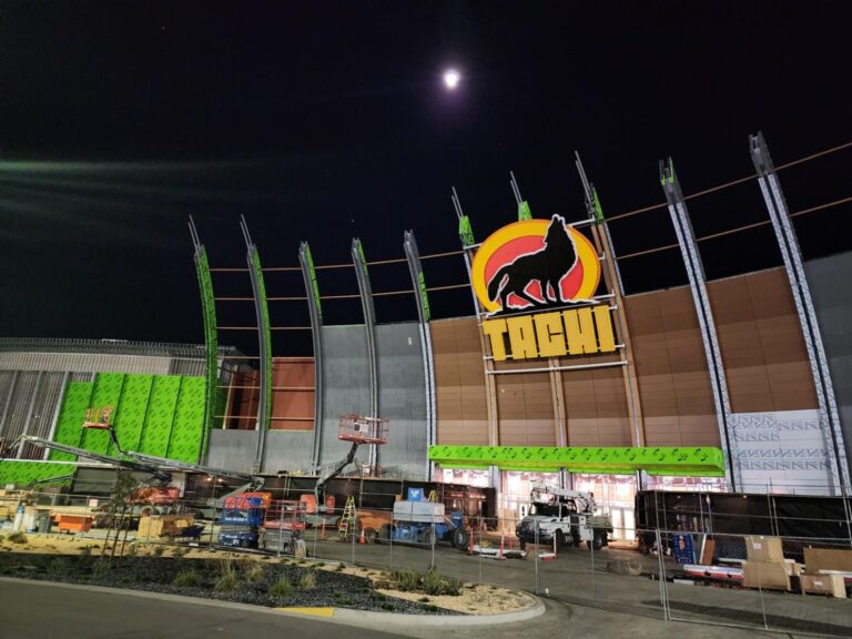 Backlit Channel Letter Logo Sign installation for Tachi Palace Casino in Lemoore, California