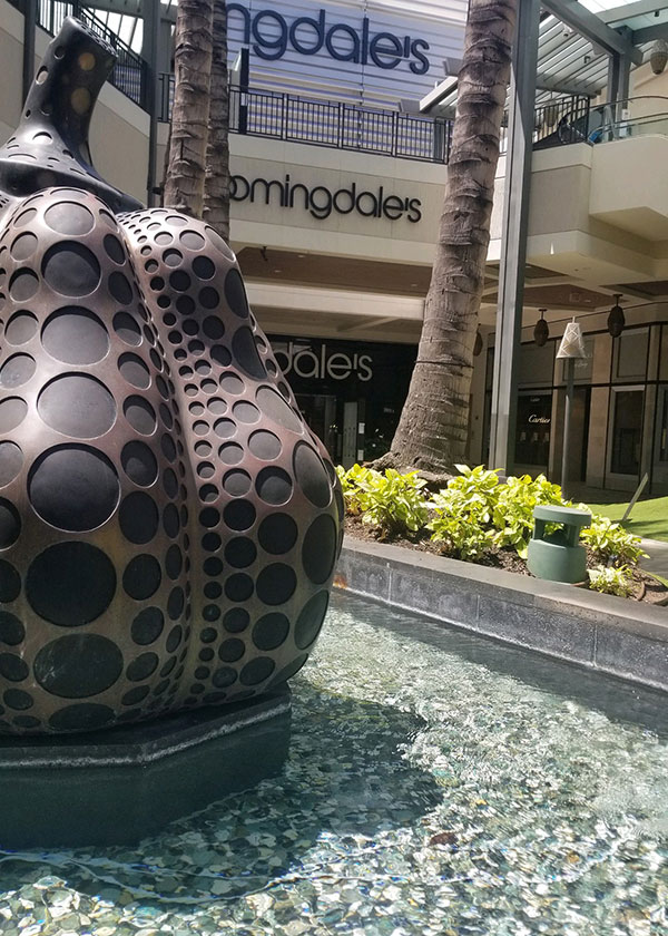 Custom fabricated fountain centerpiece water feature for upscale Hawaiian shopping center by New Image Creative