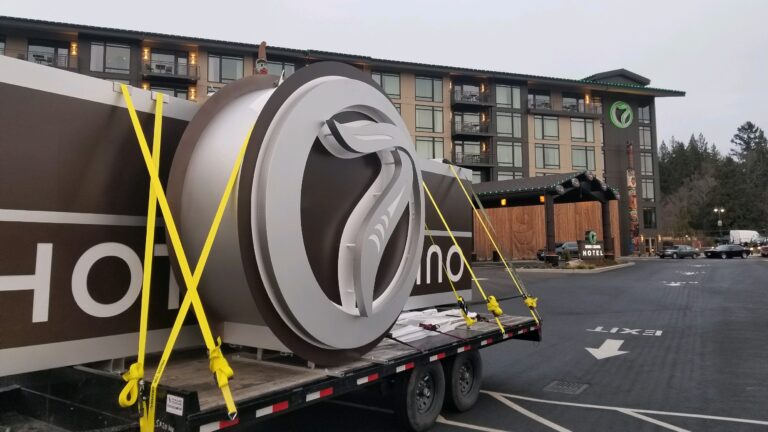 Custom sign installation at 7 Hotel and Casino by New Image Creative