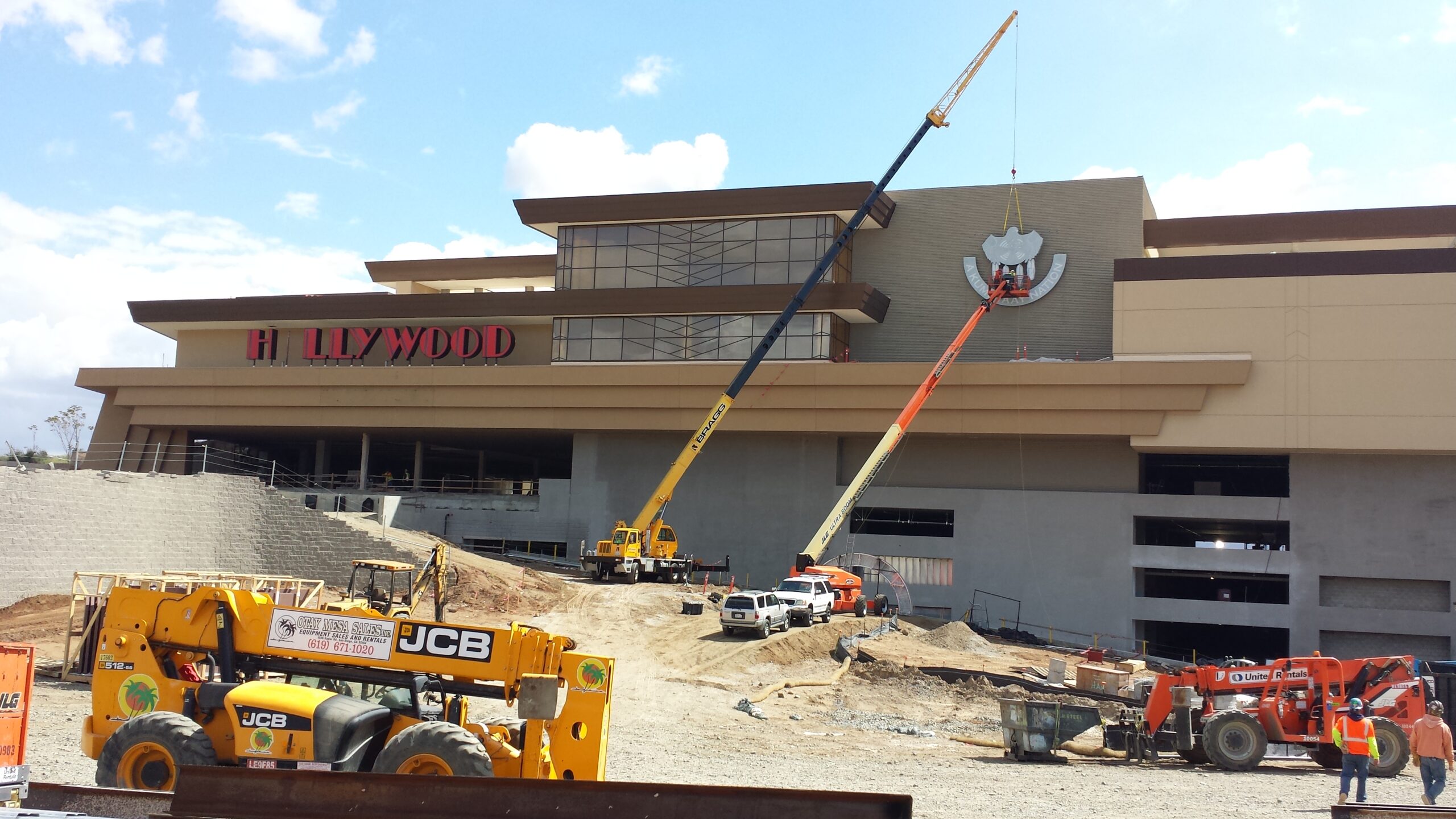 Custom channel letter sign installation at Hollywood Casino California by New Image Creative