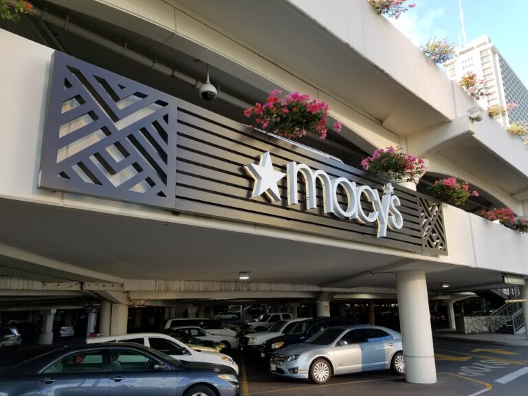 Macy's logo sign with with decorative touches at Ala Moana in Hawaii by New Image Creative